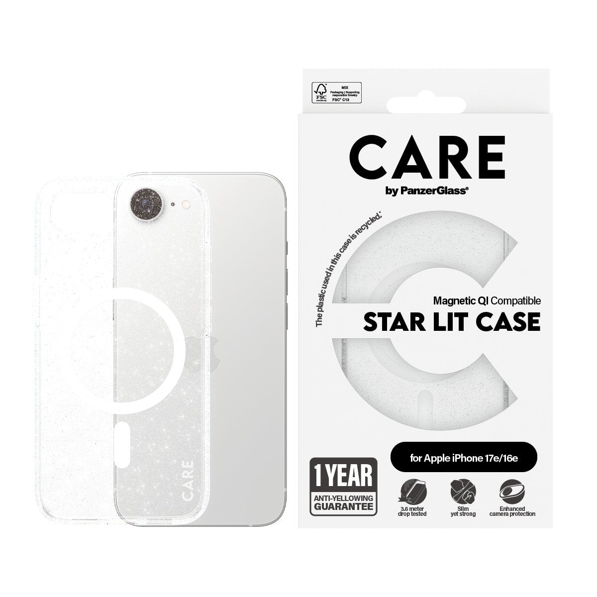 EAN 5715685021015 - PanzerGlass CARE™ by ® Star Lit Case w. White Qi Compatible iPhone 17e | 16e funda para teléfono móvil Tr imagen 2