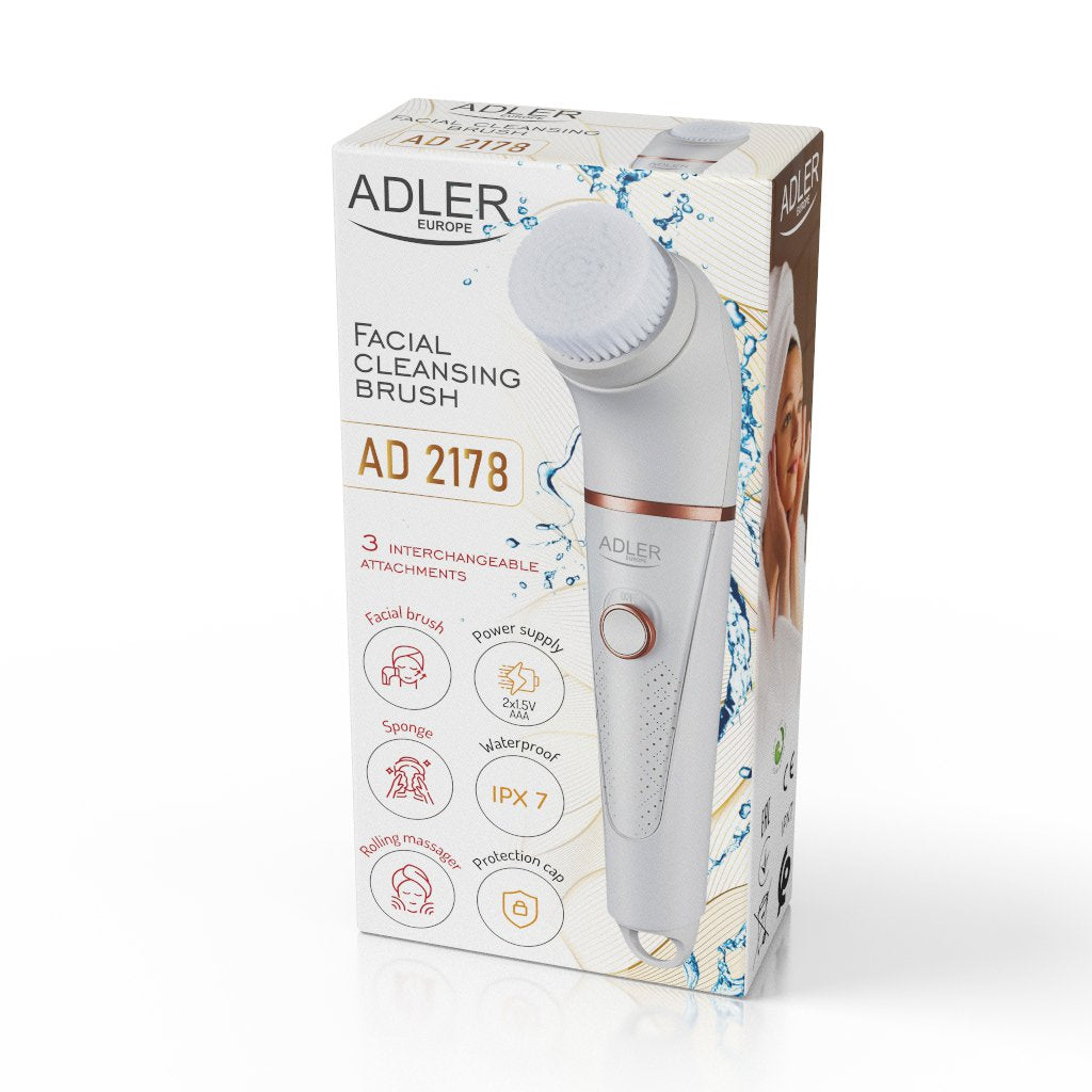 Adler Ad 2178 Cepillo De Limpieza Facial Cepillo Vibrador Y Giratorio Blanco Batería