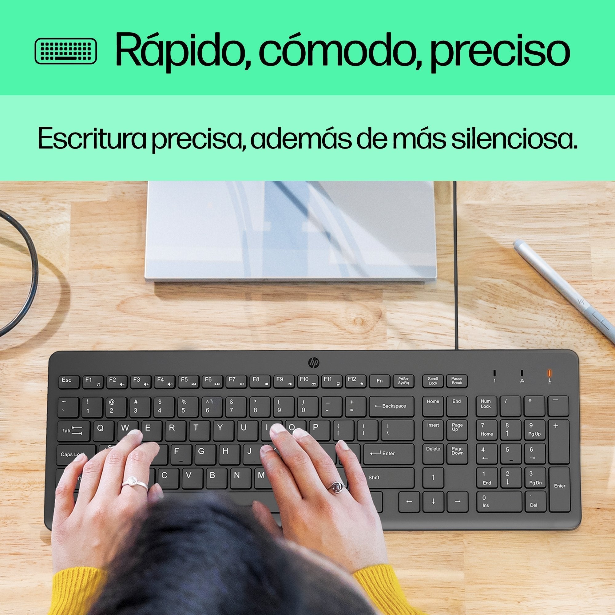 EAN 196548244140 - HP 150 USB-A Wired Keyboard teclado Universal Negro imagen 9