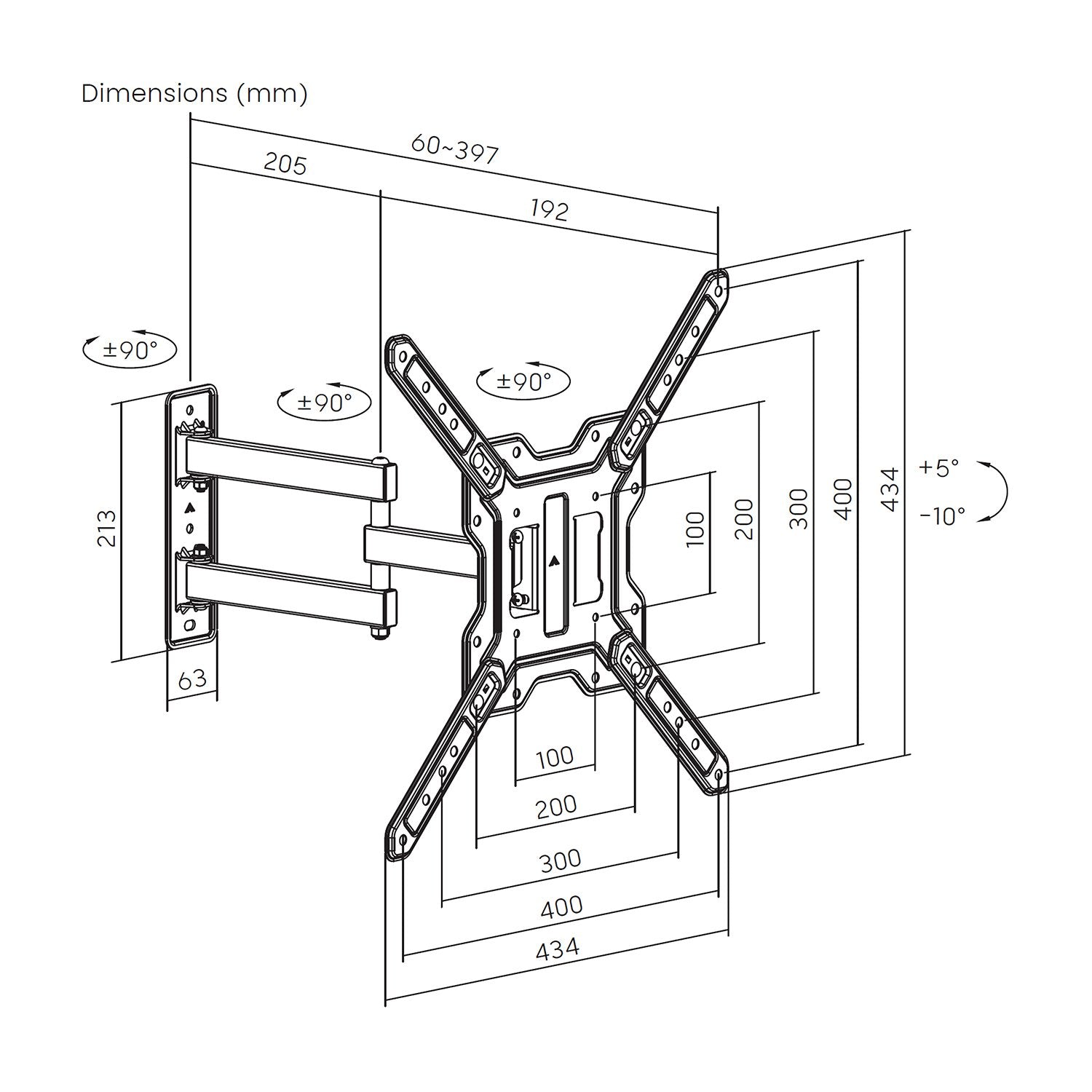 Aisens Soporte Eco Giratorio, Inclinable Para Monitor/Tv 30kg (3 Pivotes) De 23-65, Negro