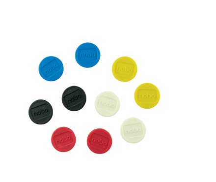 Nobo Pack De 10 Imanes Magneticos Para Pizarra Blanca - 24mm - Colores Surtidos