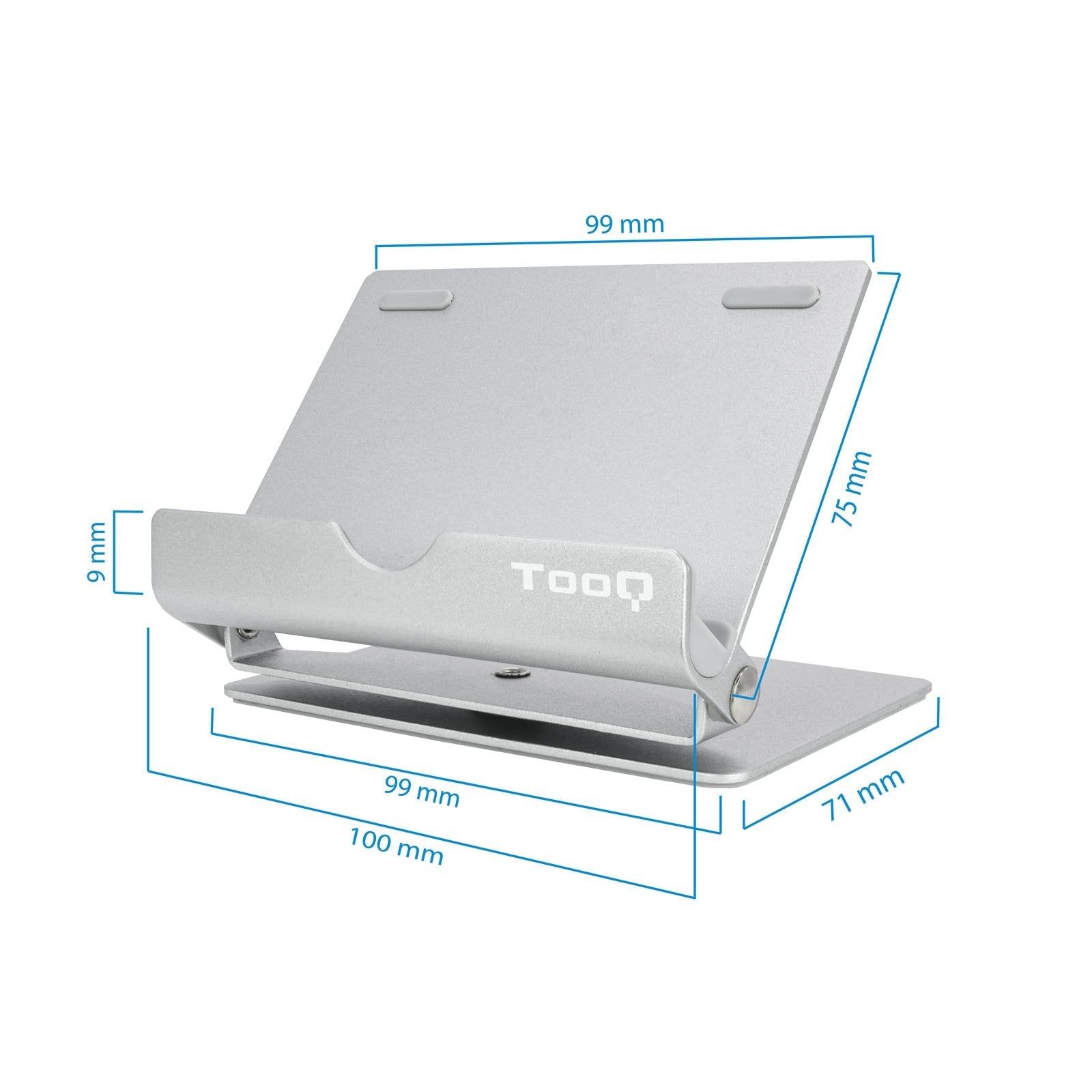 Tooq Soporte De Sobremesa Para Tablet Hasta 10" - Inclinable Y Giratorio - Base Antideslizante - Plata