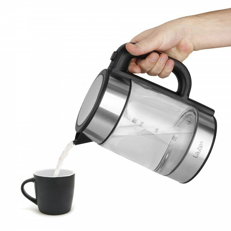 Tetera Lauben Lbnek17gs Eléctrica 1,7 L 2200 W Negro, Acero Inoxidable, Transparente