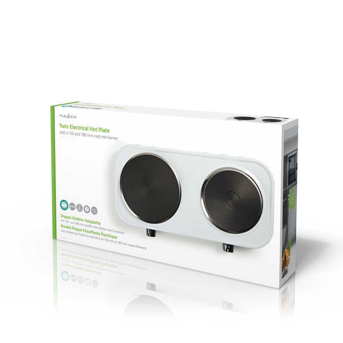 Nedis Kaep250ewt2 Hobs Blanco Encimera Hornillo Eléctrico / Placa Eléctrica 2 Zona(S)