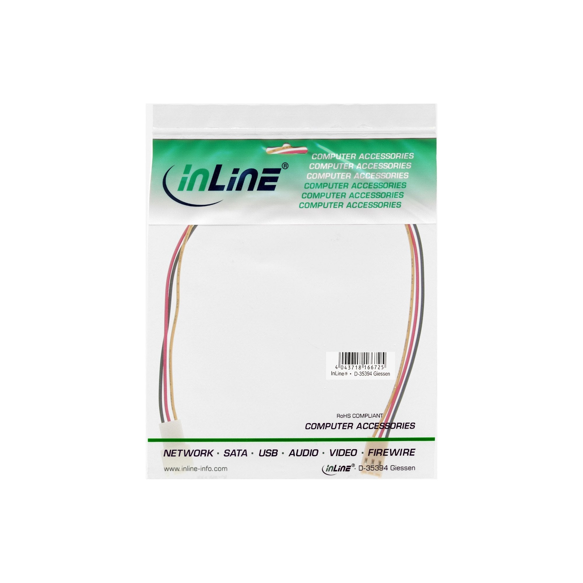 Extensión De Cable De Ventilador Inline Molex De 3 Pines Macho A Hembra De 30 Cm De Longitud
