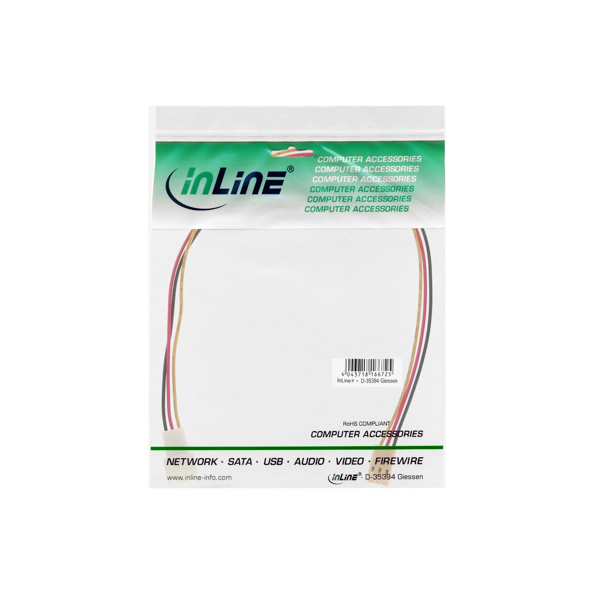 Inline® Extensión Cable Ventilador 3pin Molex Male/Female Medida 2m