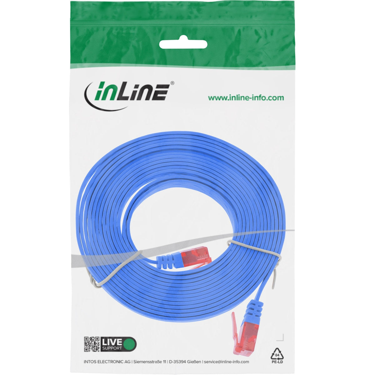 Inline Flat Ultraslim Cable De Red U/Utp Cat.6 Gigabit Ready Blue 1.5m