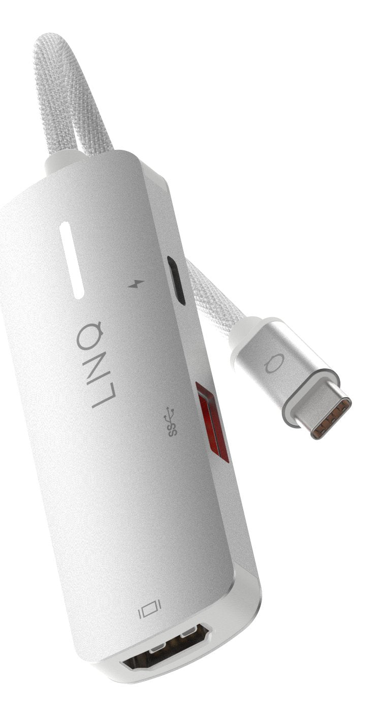 Adaptador 3 Puertos Usb-C Gris Linq Usb-C/ 1xusb3.2, 1xhdmi, 1xusb-C Pd Hasta 140w