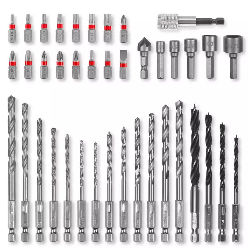 Einhell L-Case Juego De Brocas Y Taladros De 40 Piezas (Brocas De 25 Mm, Portapuntas De Cambio Rápido, Llave De Vaso, Avellanador, Brocas Para Metal, Piedra Y Madera, Incl. Caja De Almacenamiento)