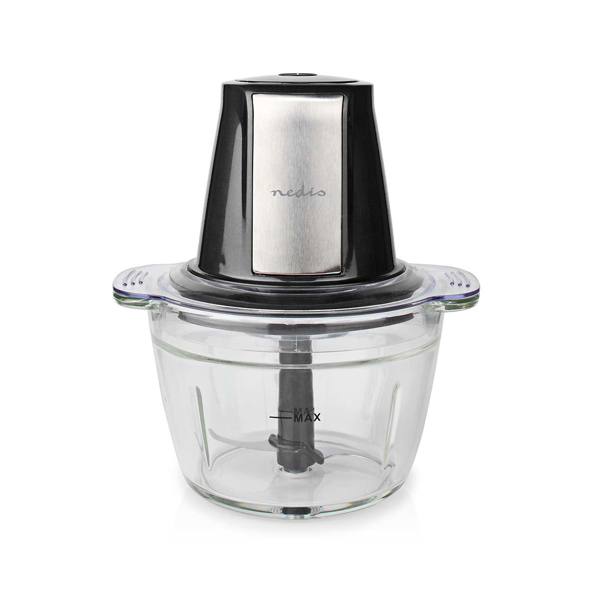 Nedis Picadora De Alimentos 500w 1l Cristal 1 Ajuste De Velocidad Negro / Plata