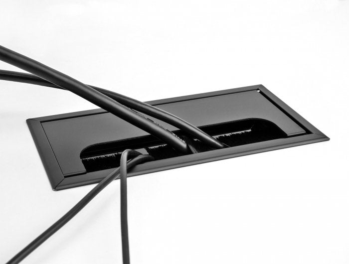 Delock Cabledurchführung Für Tischeinbau Mit Bürste 300 X 120 X 28 Mm Schwarz