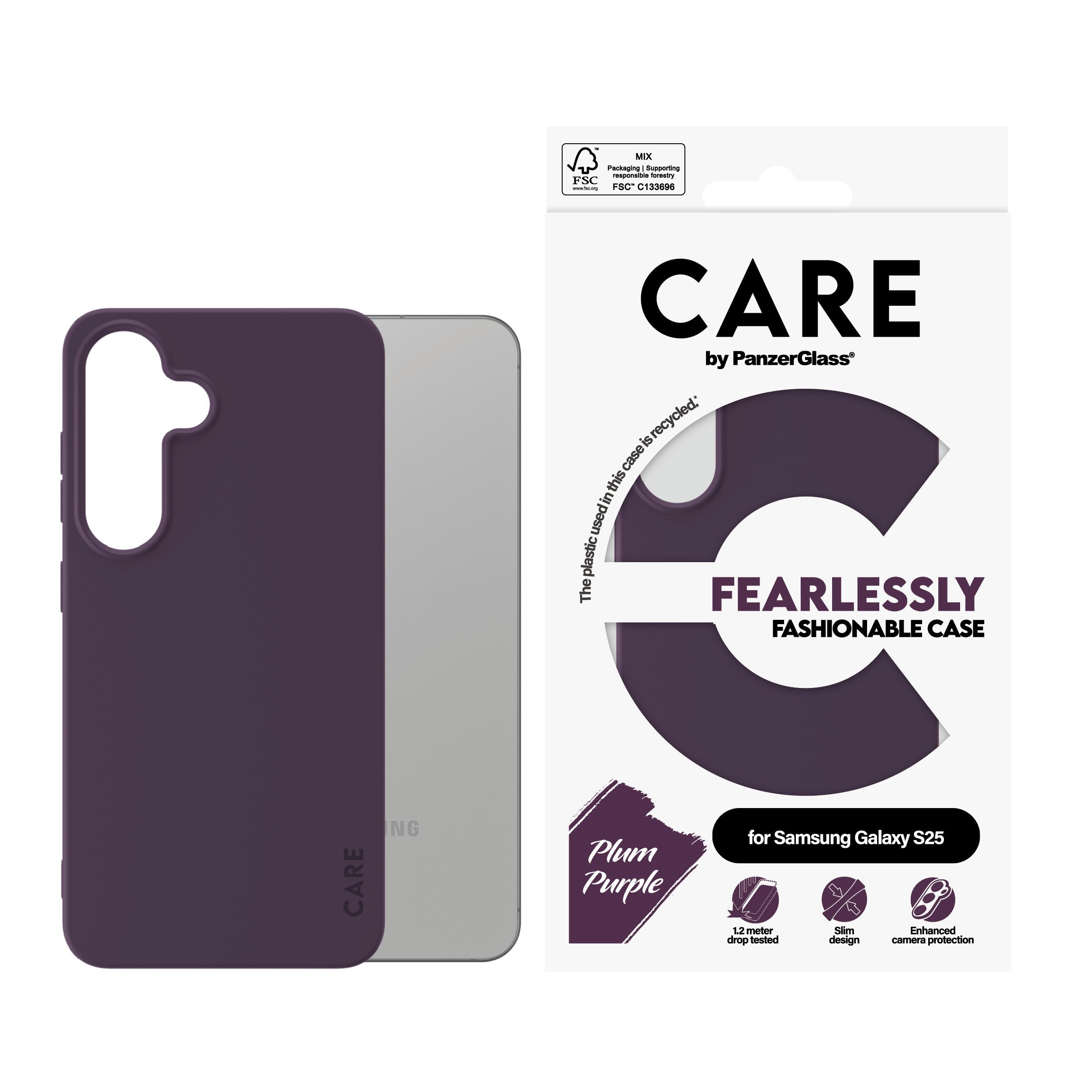 EAN 5715685016394 - PanzerGlass CARE™ by ® Case Plum Purple Samsung Galaxy S25 funda para teléfono móvil Púrpura imagen 2
