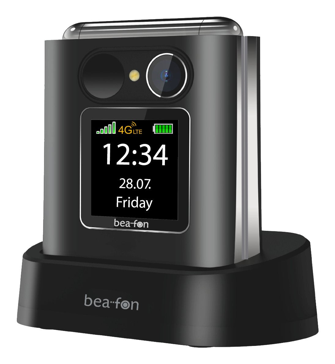 Beafon Fold10 Lte - 4g, Silver Line, Grosstastenklapphandy, Rojo-Silber