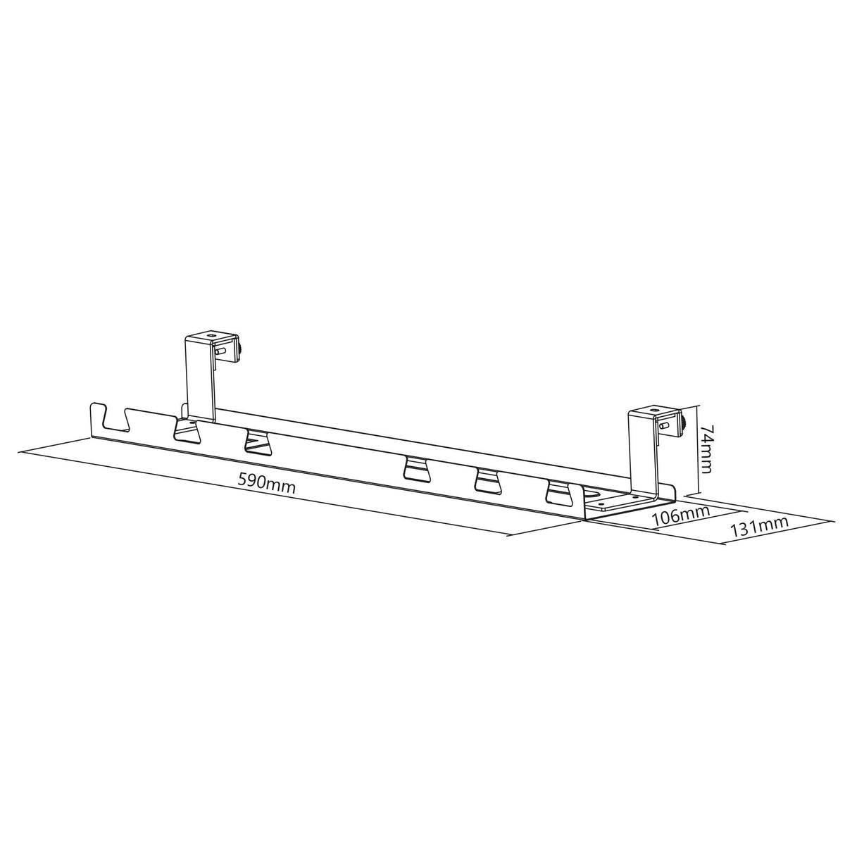 Inline Cable Guía/Estante Para Montaje Debajo De La Mesa, Negro