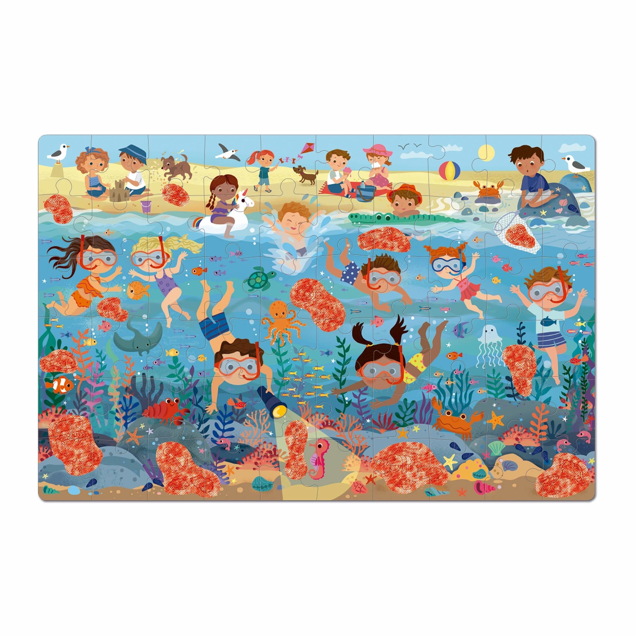 Apli Puzle Secreto Playa - Diseño Infantil Colorido - Piezas Resistentes Y Seguras - Incluye Gafas Magicas Y Poster