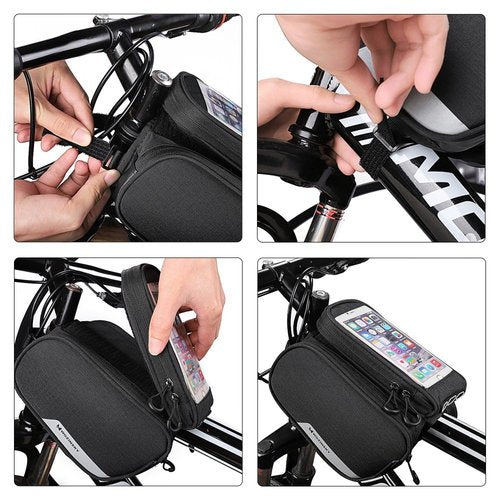 Wozinsky Wbb7bk Bolsa De Bicicleta Para Cuadro + Funda De Teléfono Desmontable Negro