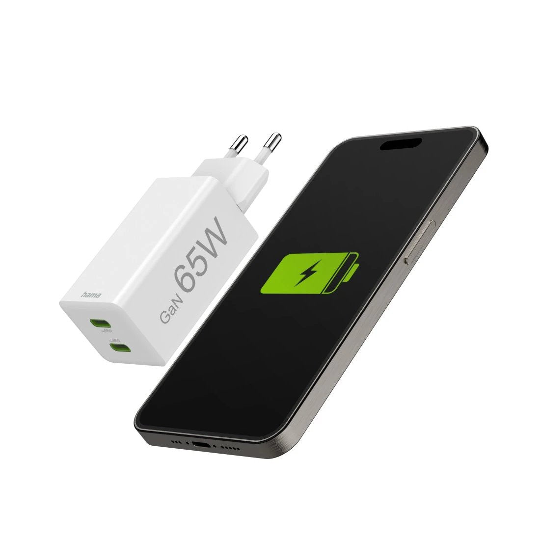 Hama Mini 65w Gan Pd/Qc 2x Usb-C Biala