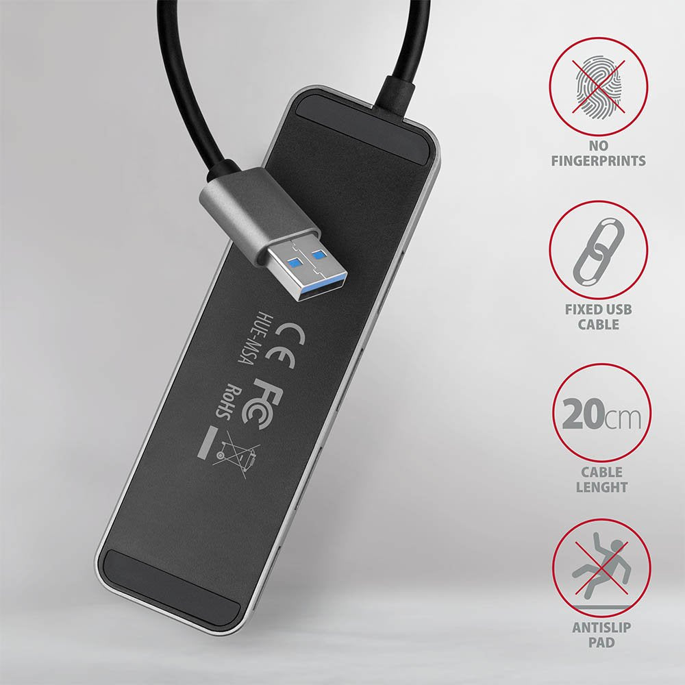 EAN 8595247905642 - Axagon HUE-MSA Superspeed USB-A Switch Hub 4x USB 3.0 aktiv - 20cm schwarz USB 3.2 Gen 1 (3.1 Gen 1) Type imagen 5