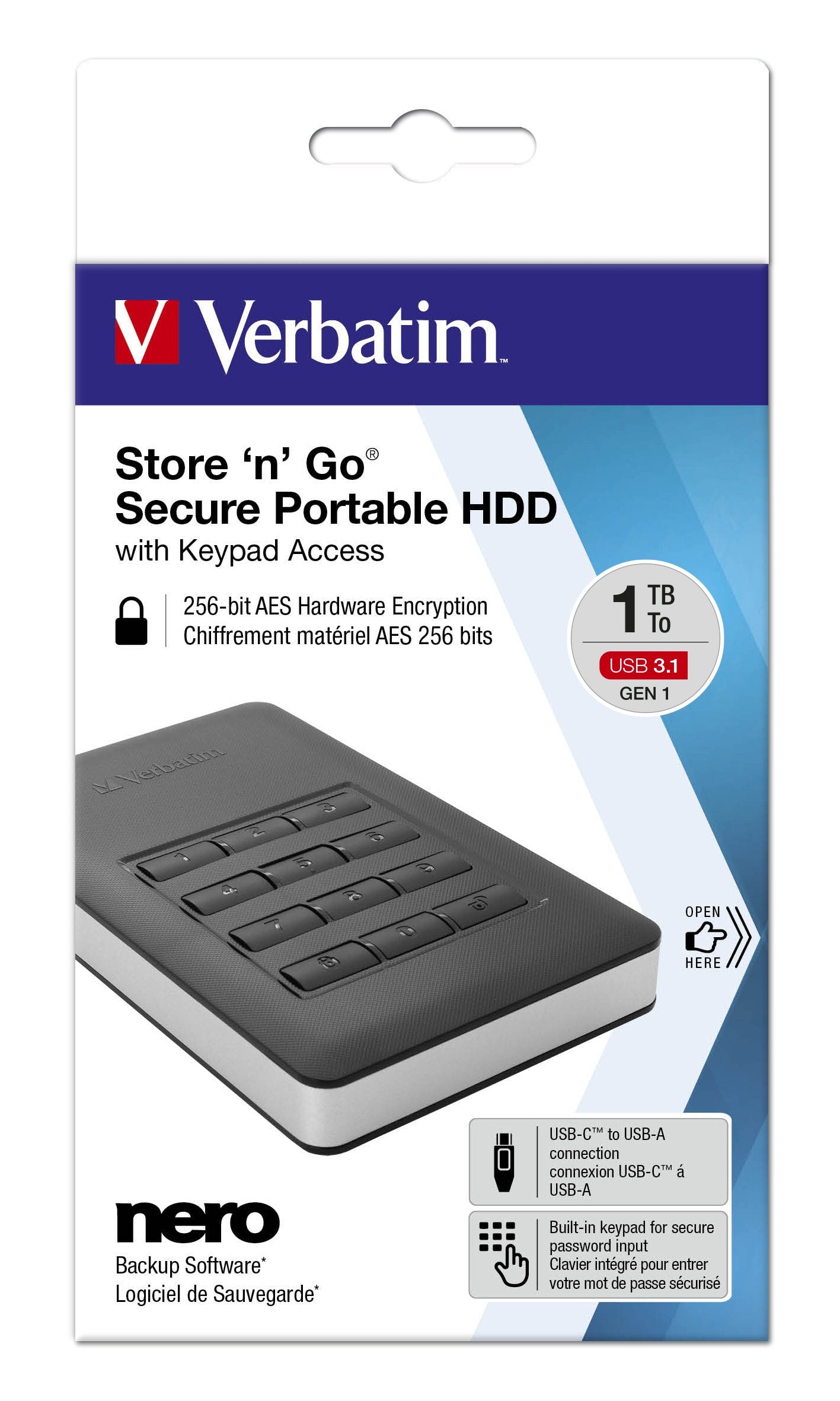 EAN 0023942534013 - Verbatim Store'n'Go disco duro externo USB Tipo C Negro, Plata imagen 4