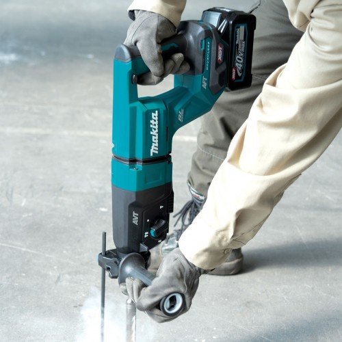 Martillo Combinado Inalámbrico Makita Hr007gm201 Xgt, 40 Voltios, Martillo Perforador (Azul/Negro, 2x Batería De Iones De Litio De 4,0 Ah)