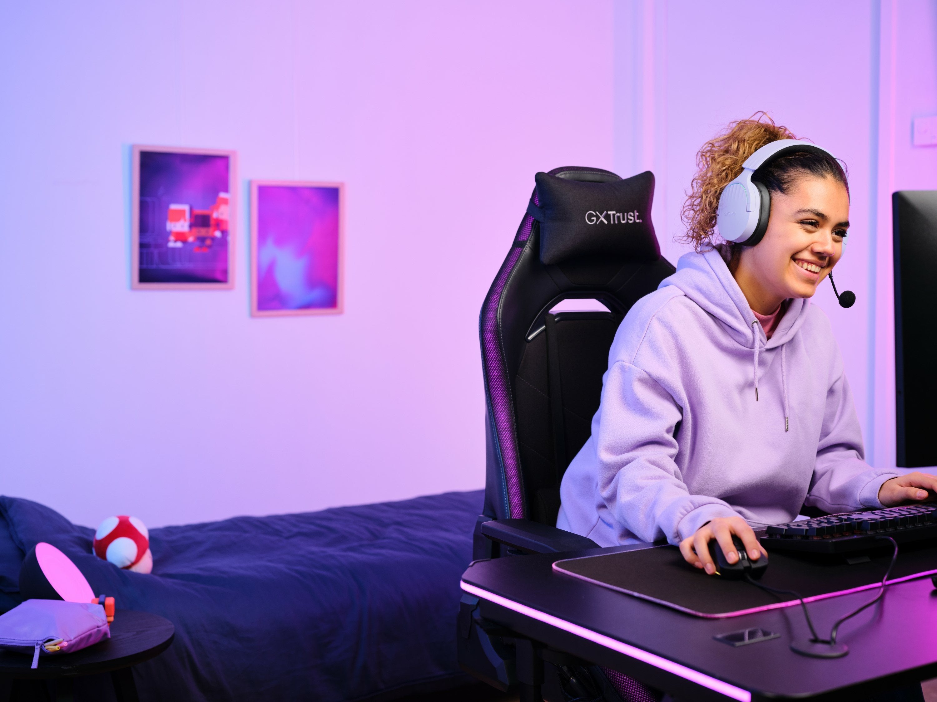 EAN 8713439253054 - Trust GXT 491P FAYZO Auriculares Inalámbrico y alámbrico Diadema Juego USB tipo A Bluetooth Negro, Púrpur imagen 8