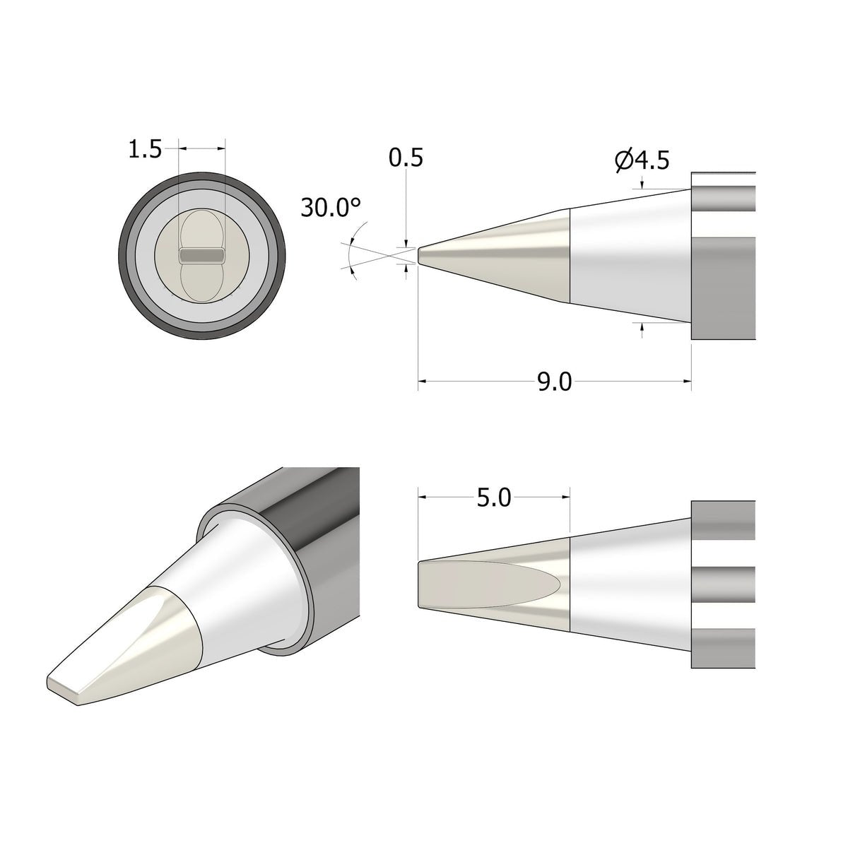 Punta De Soldadura Ifixit Fixhub Forma De Cincel 1,5 Mm, Soldador Plateado If145-838-1