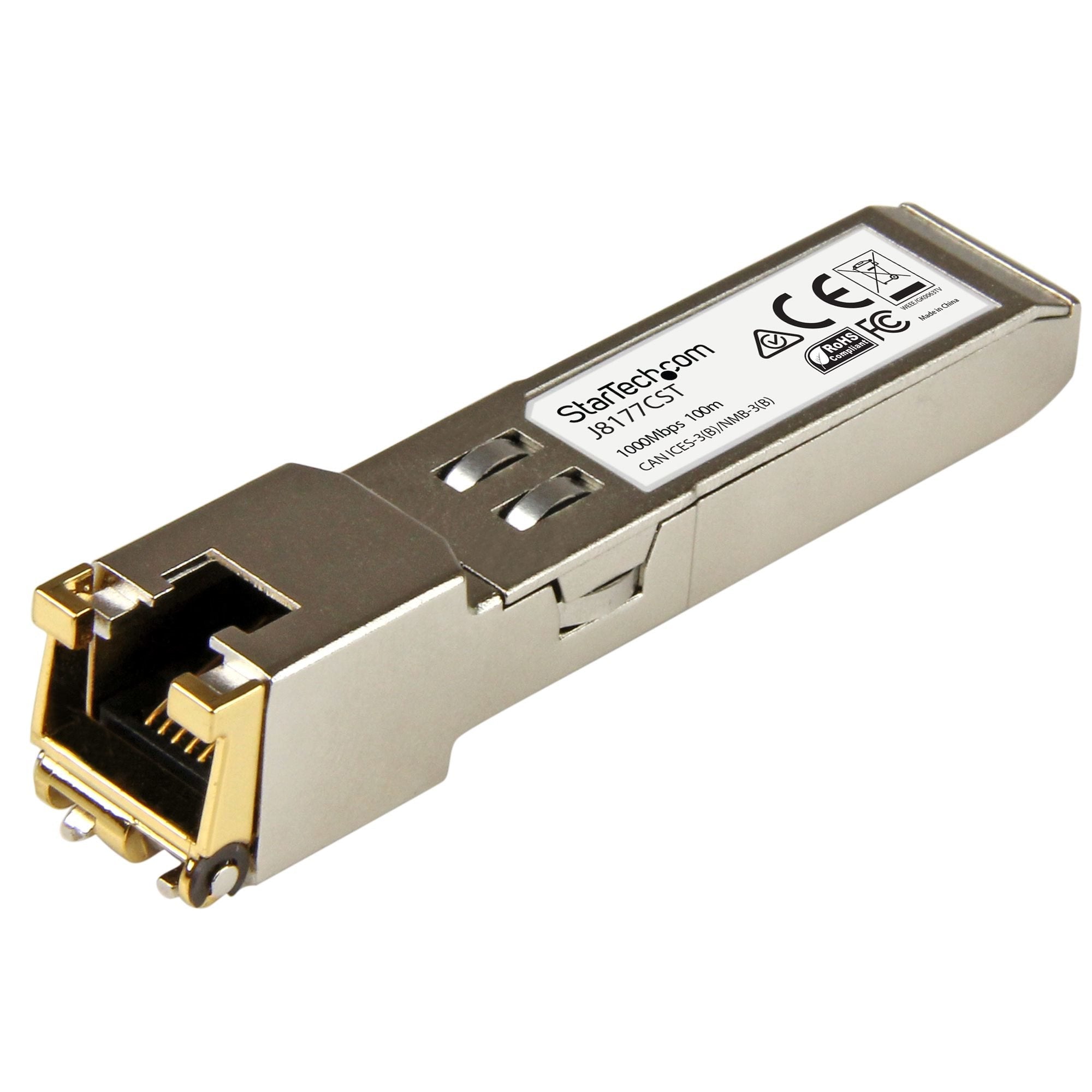 Startech.Com Módulo Transceptor Sfp Compatible Con El Modelo J8177c De Hpe - 1000base-T - Sfp A Rj45 Cat6 Cat5e - Sfp Ethernet Gigabit De 1gb - Rj45 - 100m - Hpe 1810, 1820, 2530