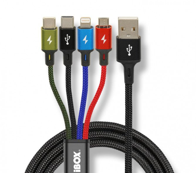 EAN 5903968680275 - iBox Universal 4 in 1 charging cable I-BOX USB IKUM4W1 - Kabel cable USB 1,2 m Micro-USB A 2 x USB C Mult imagen 1