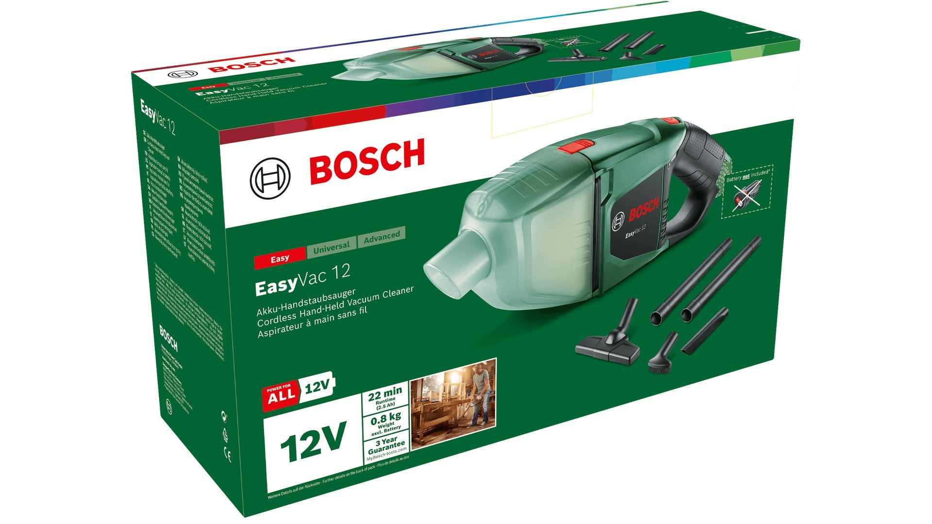 EAN 3165140850568 - Bosch EasyVac 12 Aspiradora escoba 2 en 1 Secar Sin bolsa Verde imagen 3