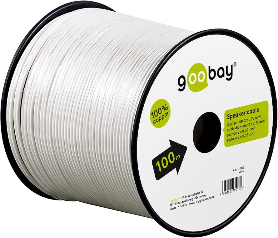 Goobay 15103 Cable De Audio 100 M Blanco