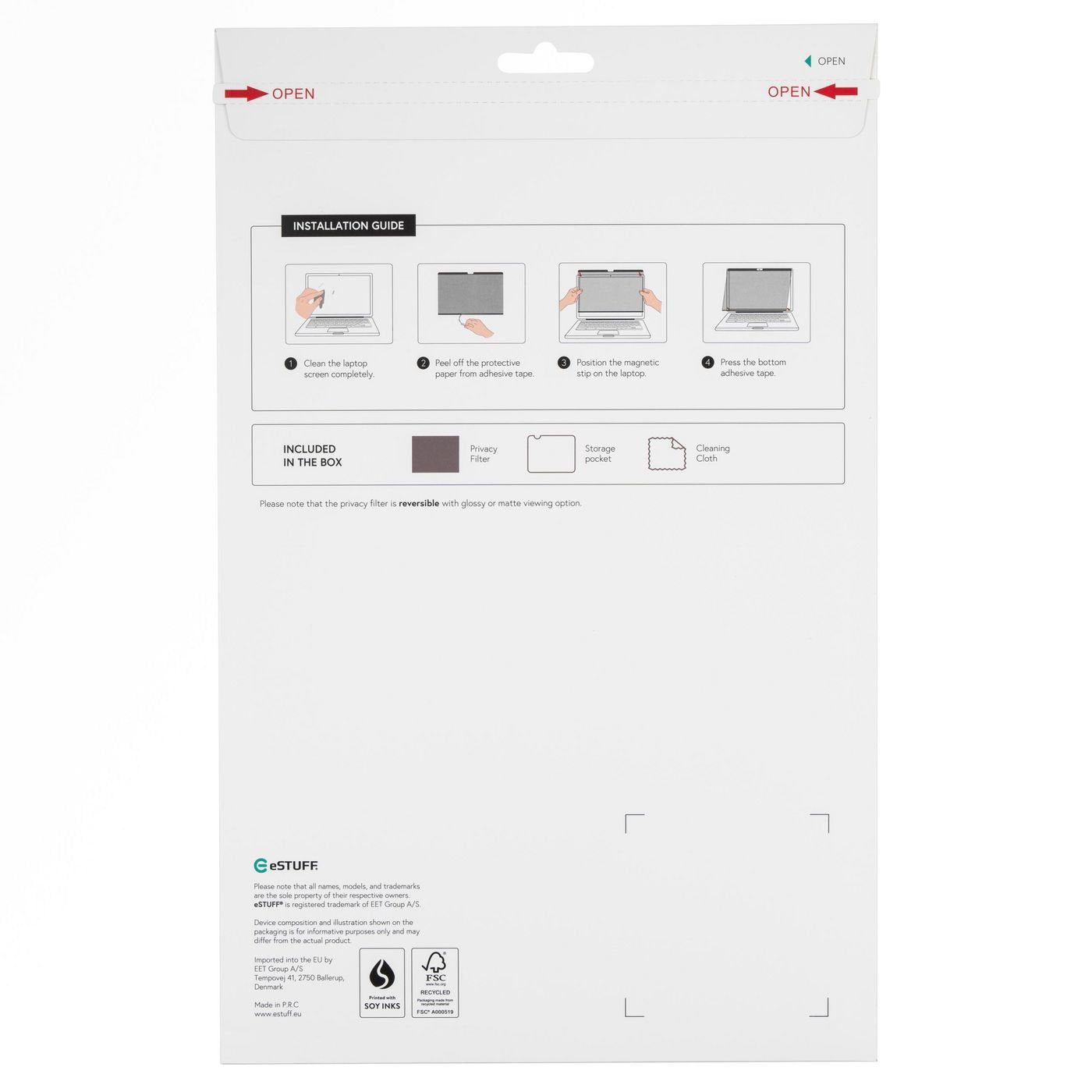 EAN 5704174947776 - eSTUFF GLBMMB13-22 filtro para monitor 34,5 cm (13.6") Portátil Filtro de privacidad para pantallas sin m imagen 2