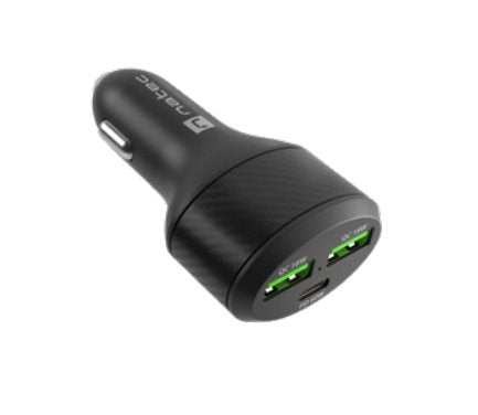 Cargador Coche Natec Coney 2xusb, 1xusb-C Qc3.0, Pd 3.0 48w Negro