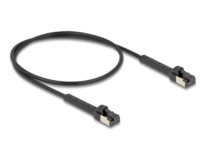 Delock Rj45 Slim Netzwerkcable Cat.8.1 U Ftp Winkelbar Bis 40 Gbps Schwarz 0,5 M