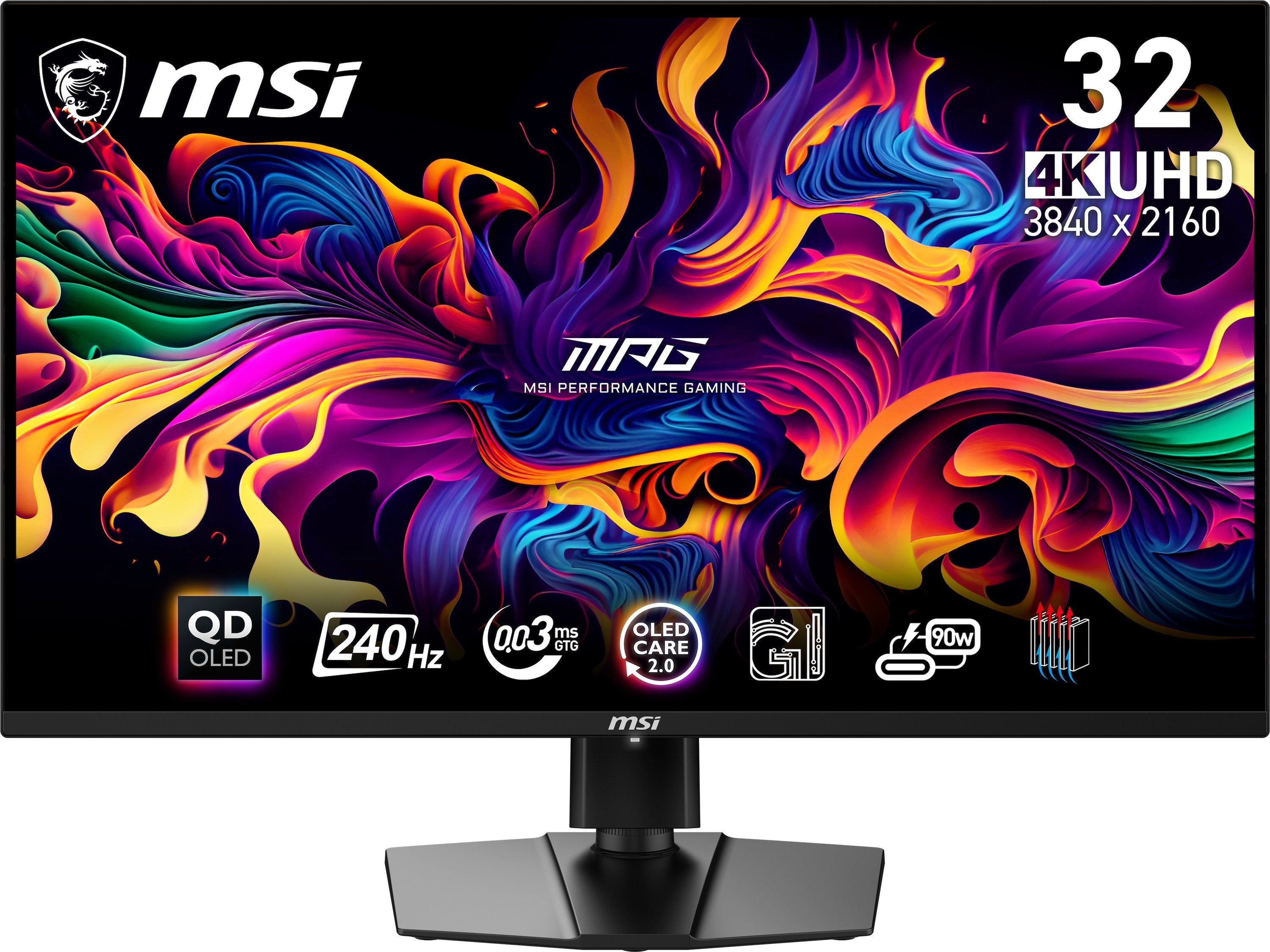 Monitor Msi Mpg 321urx Qd-Oled 31.5" Uhd Qd-Oled 16:9 240hz 250cd M3 0.03ms 2xhdmi Dp Usb Tipo C 2xusb Type A Usb Type B Audio Out Black