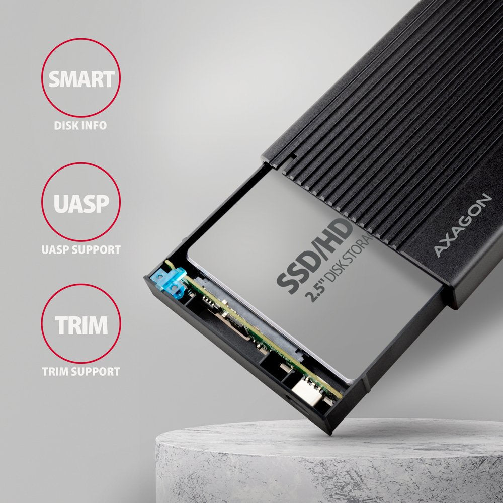 EAN 8595247906779 - Axagon EE25-GTR USB-C 3.2 Gen 2 - SATA 6G 2.5\" externes Festplattengehäuse geriffelt Carcasa de disco du imagen 4