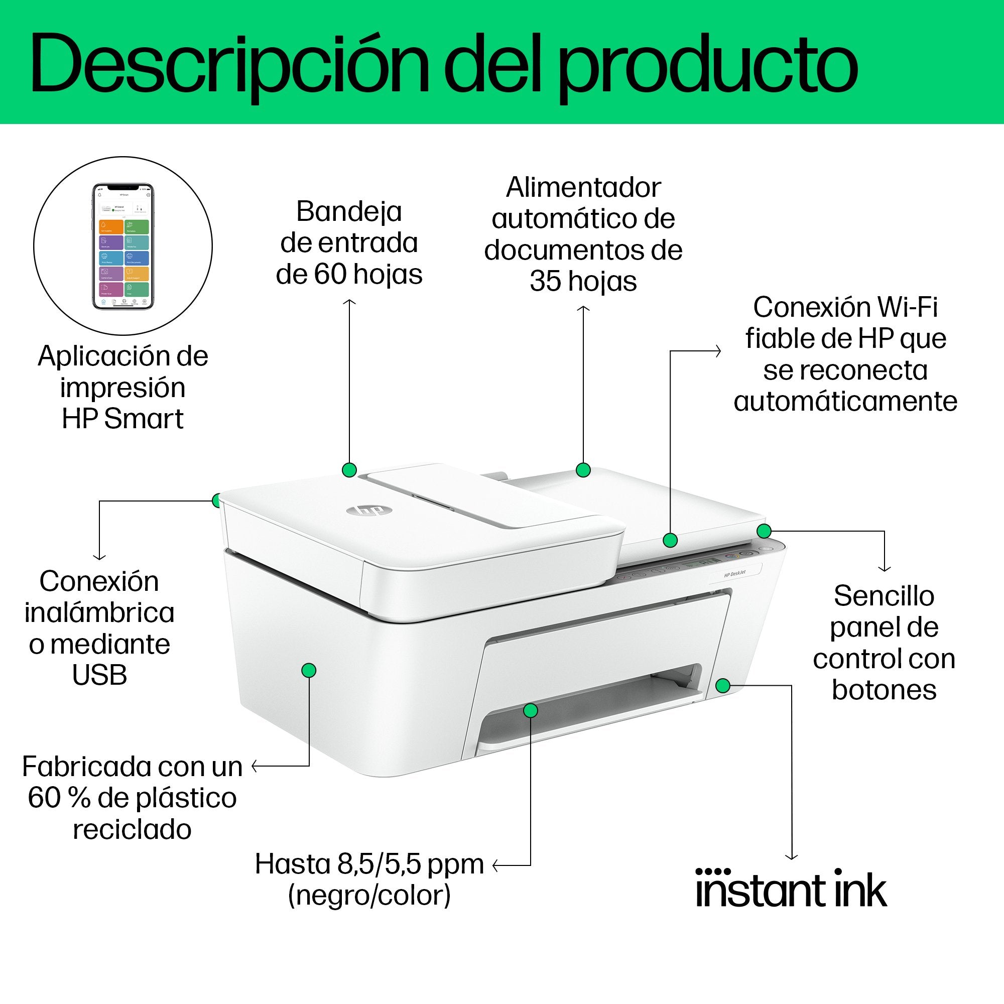 EAN 0196337379985 - HP DeskJet 4220e All-in-One Printer Inyección de tinta térmica A4 4800 x 1200 DPI 8,5 ppm Wifi imagen 4