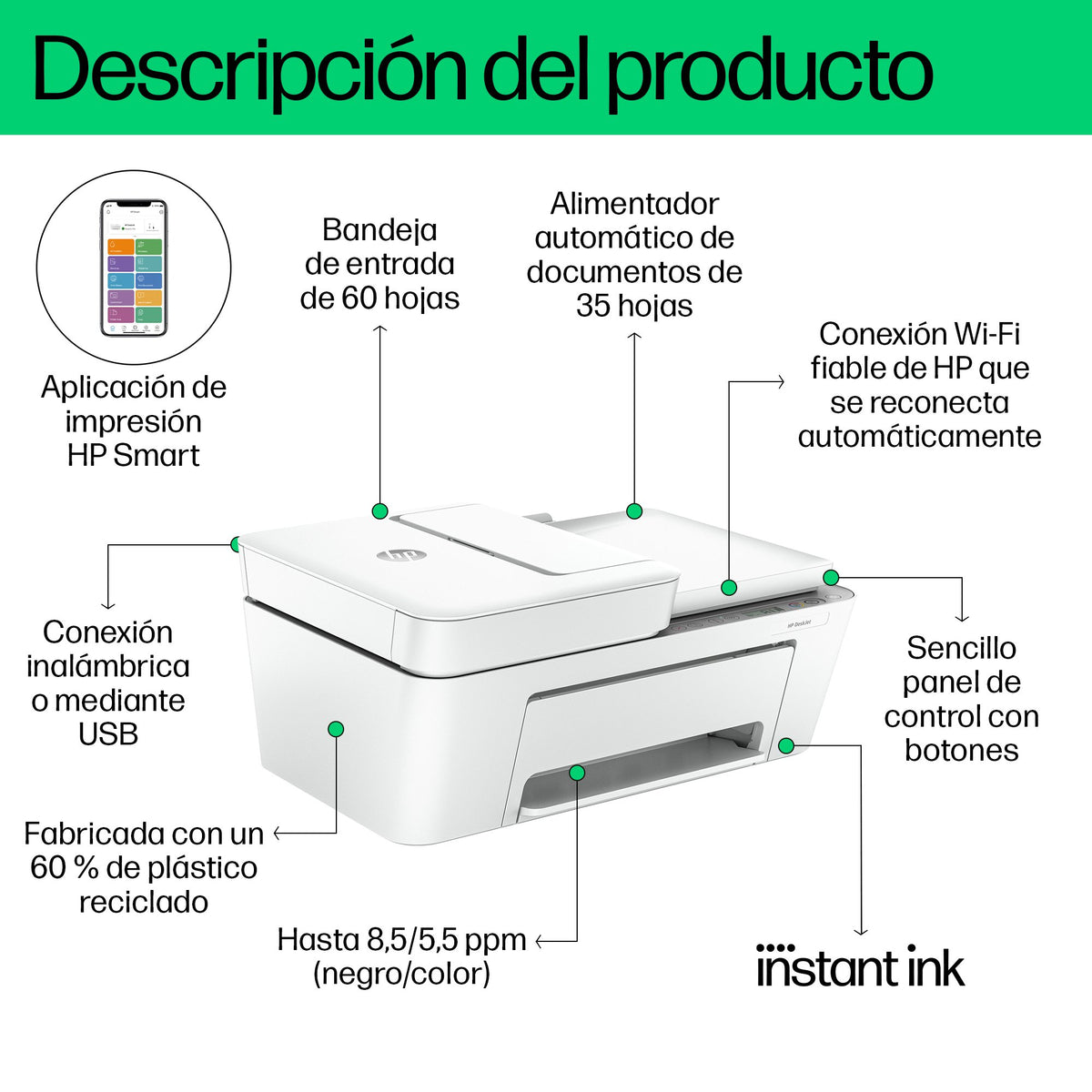 EAN 0196337379985 - HP DeskJet 4220e All-in-One Printer Inyección de tinta térmica A4 4800 x 1200 DPI 8,5 ppm Wifi imagen 4