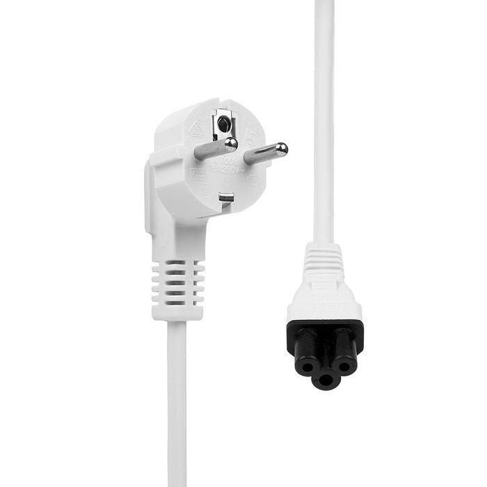Power Cord Cee 7/7 - C5 3m White Angled Schuko, White,