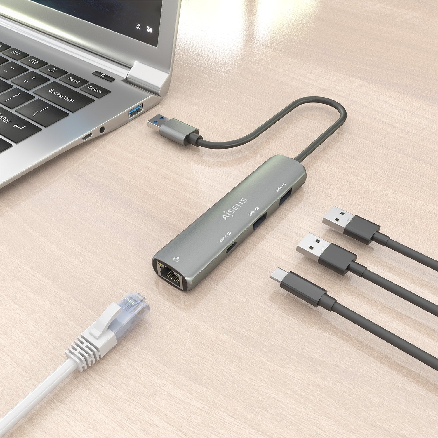 EAN 8435739903971 - AISENS ASUC-4P035-GR base para portátil y replicador de puertos Alámbrico USB 3.2 Gen 1 (3.1 Gen 1) Type- imagen 7