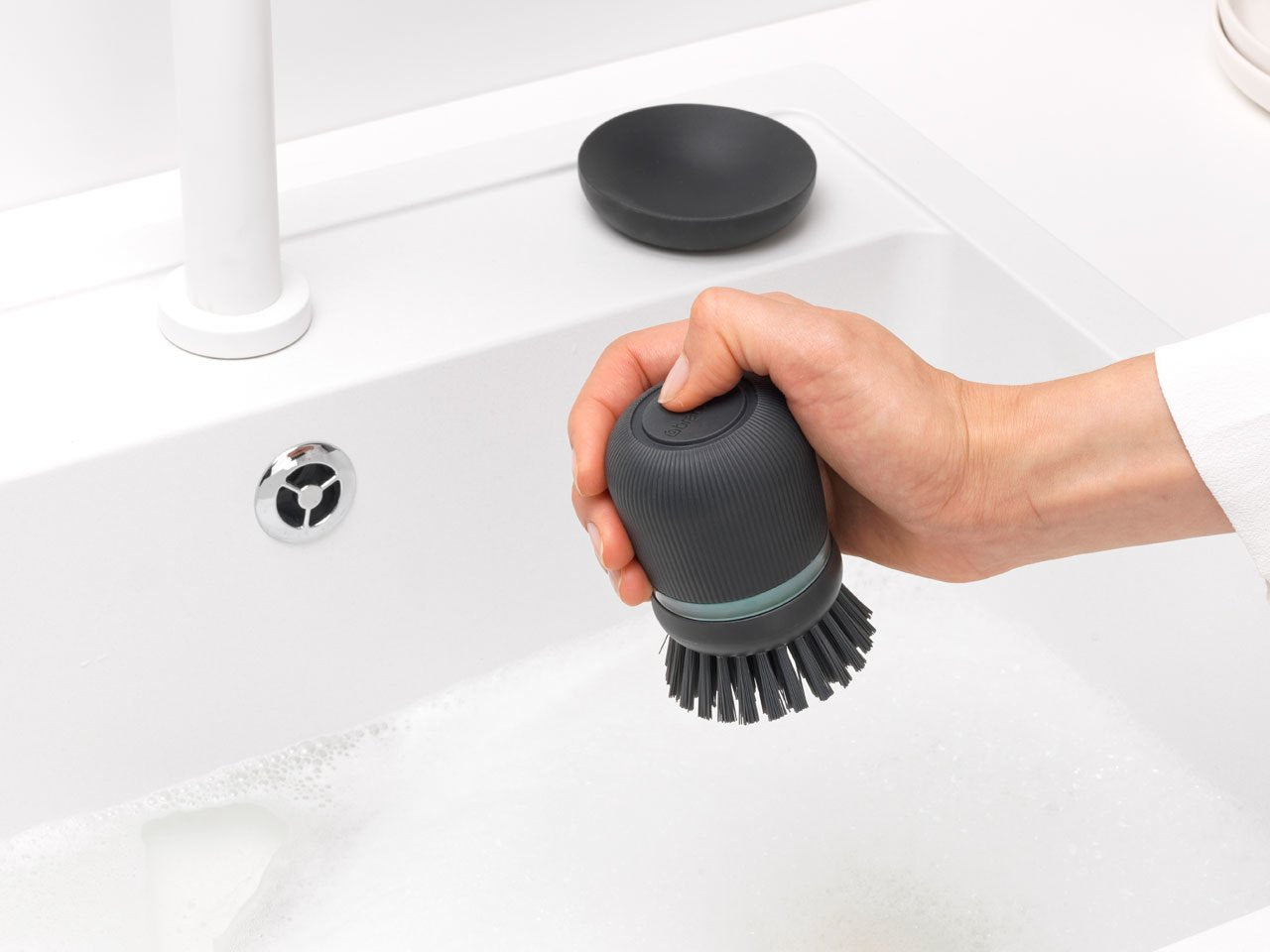 Brabantia Soap Dispensing Dish Brush Dark Grey
