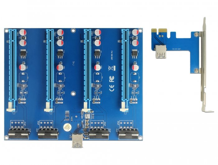 Delock Pci Express Riser Card X1 > 4xpci X16 + Cable Usb 0.60m