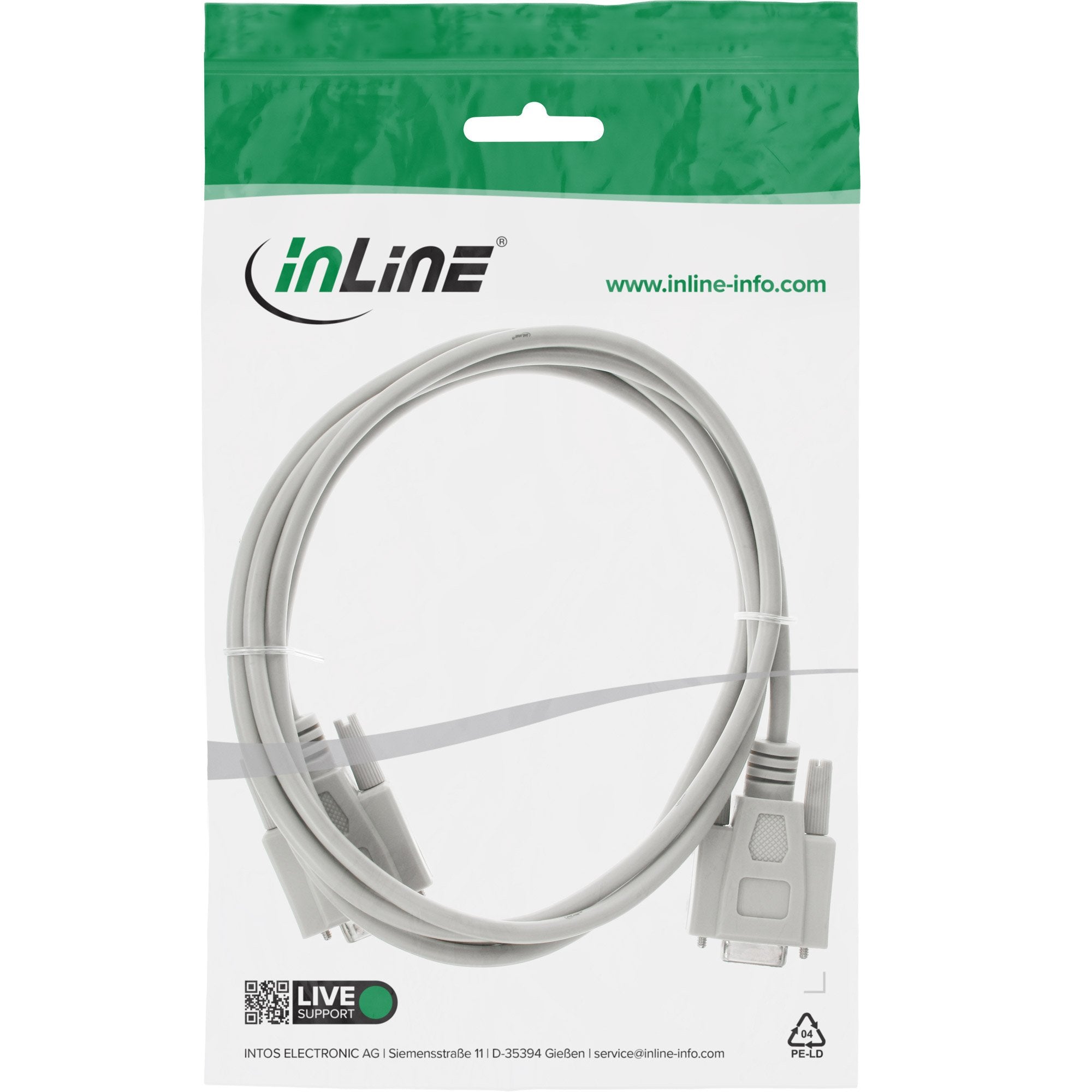 Cable Serie Inline Moldeado Db9 Macho A Hembra Gris 3m