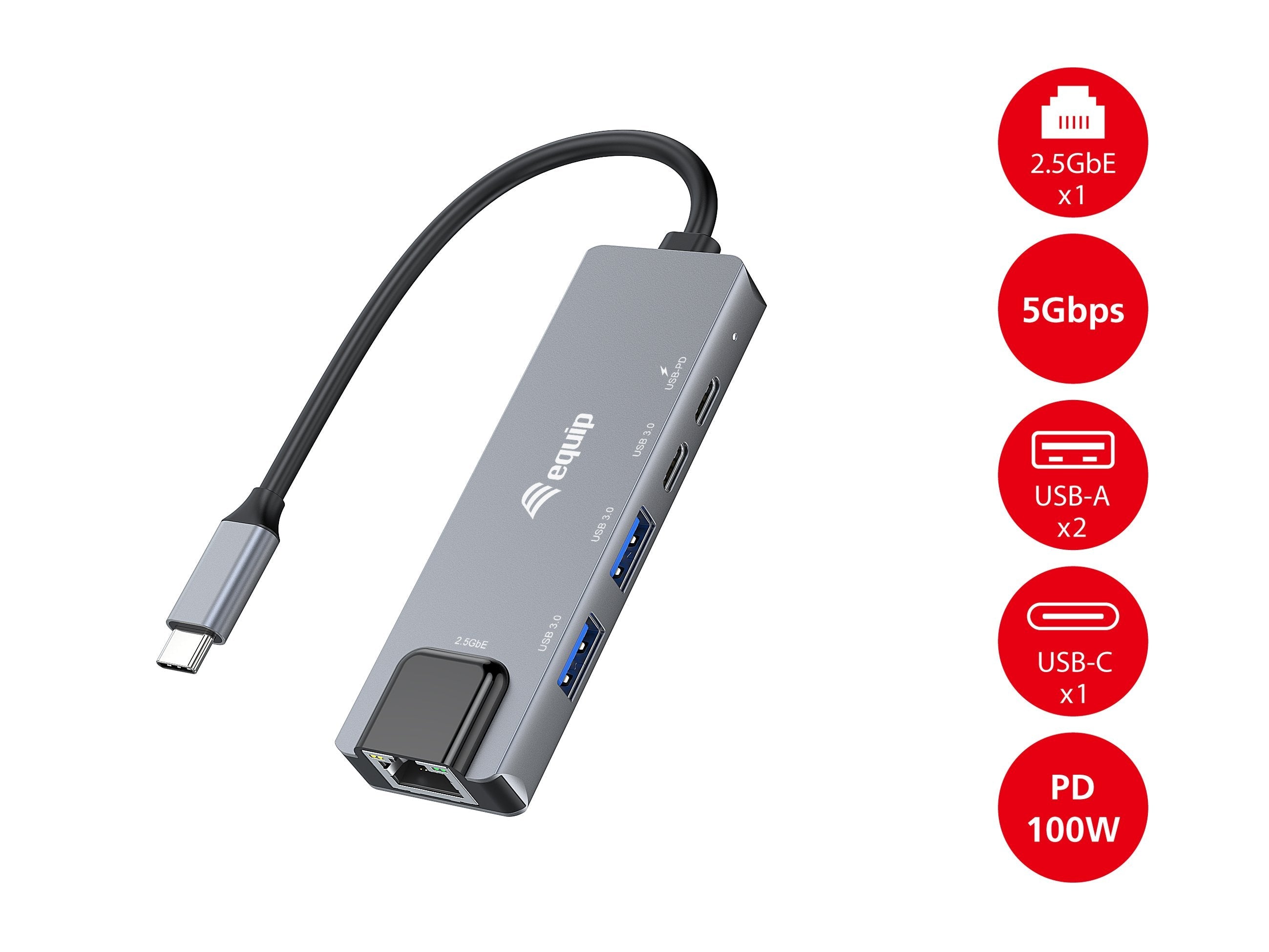 Equip Adaptador Usb-C -> Rj45 10 100 1000 2500 Mbps + Usb 3.2