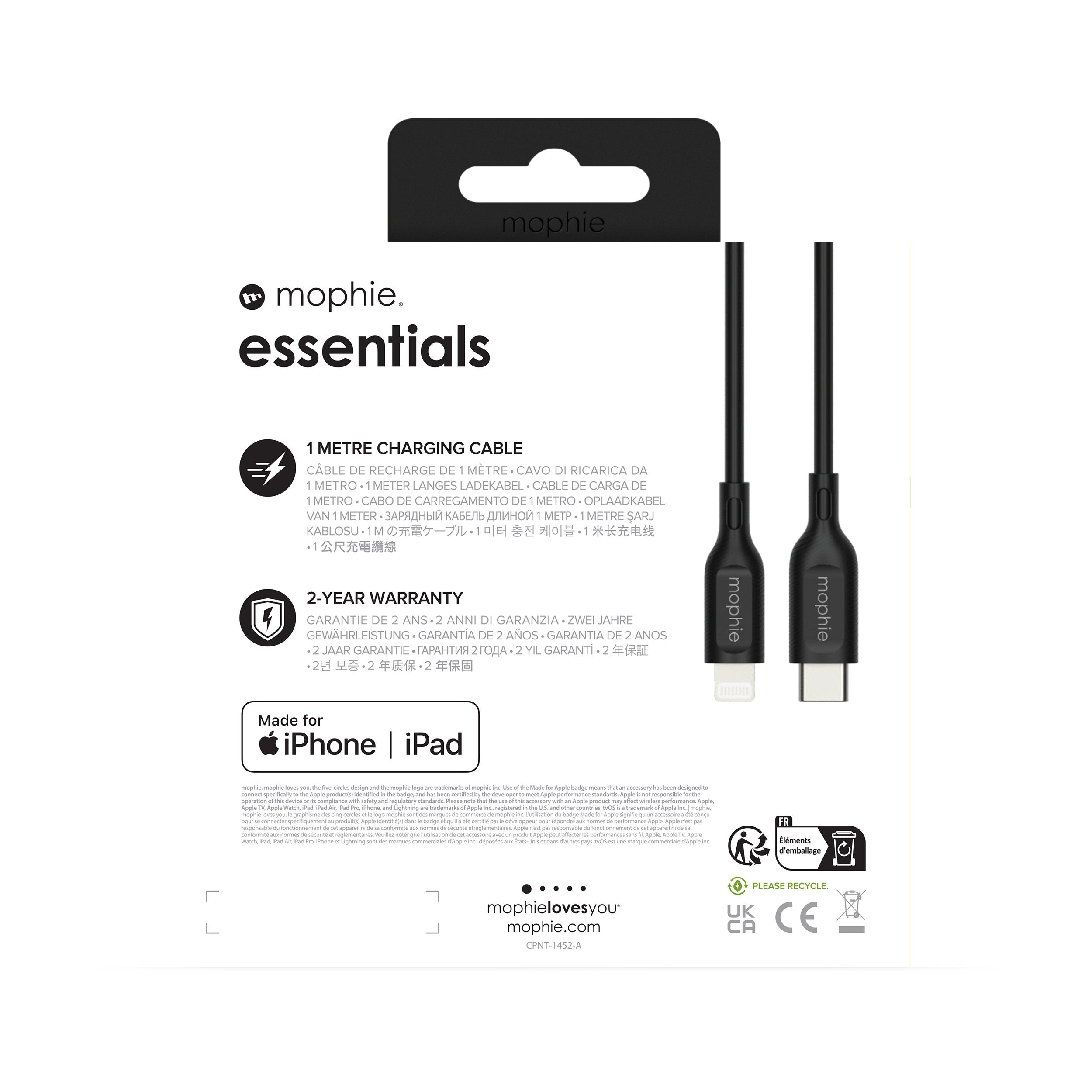 Cable Zagg Mophie Essentials Usb-C (M) A Lightning (M) 1m Black