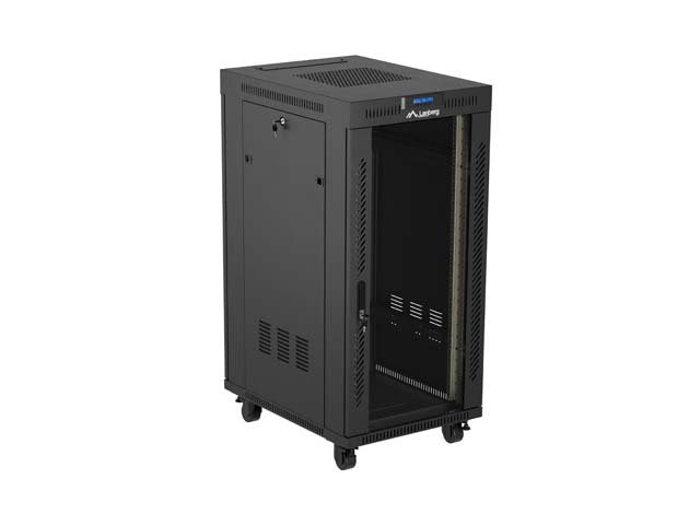 Lanberg Rack Cabinet 19" Free-Standing 24u 600x800 Flat Pack With Glass Door Lcd Negro V2