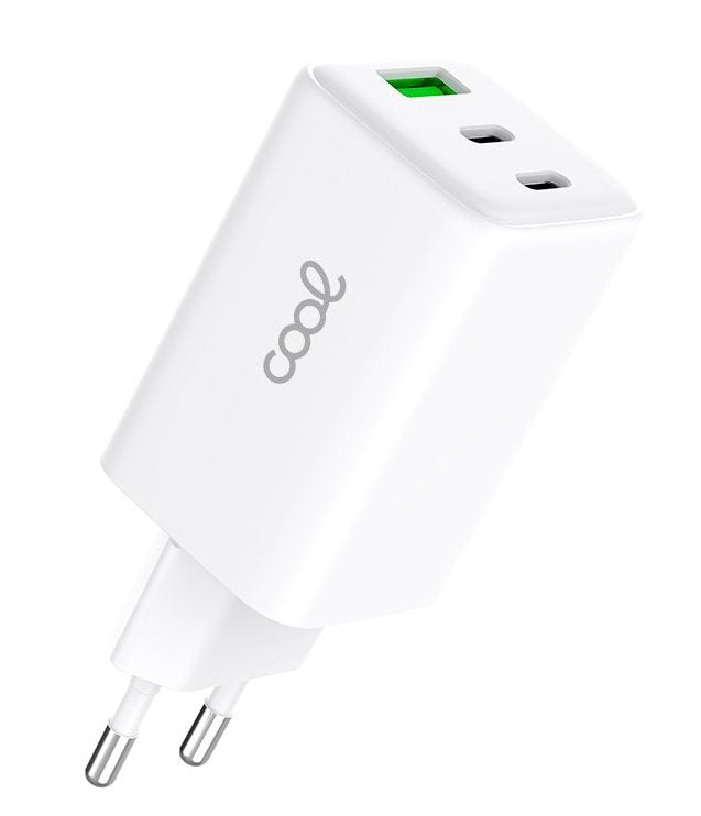 Cool Cargador Red Universal Ultra Fast Pd Port X3 (2x Tipo-C + 1x Usb) (65w) Gan Blanco