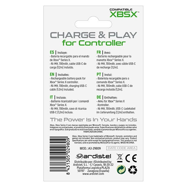 EAN 8431305029809 - Ardistel 8431305029809 accesorio de controlador de juego Set de cable de carga y batería imagen 2