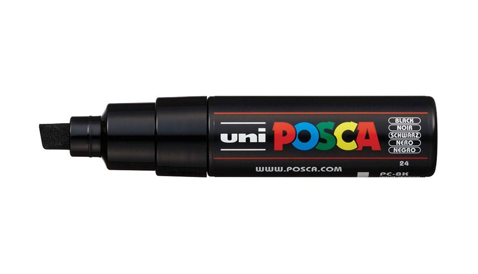 Posca Marcador Pc-8k No Permanente Punta Biselada 8.0mm Negro