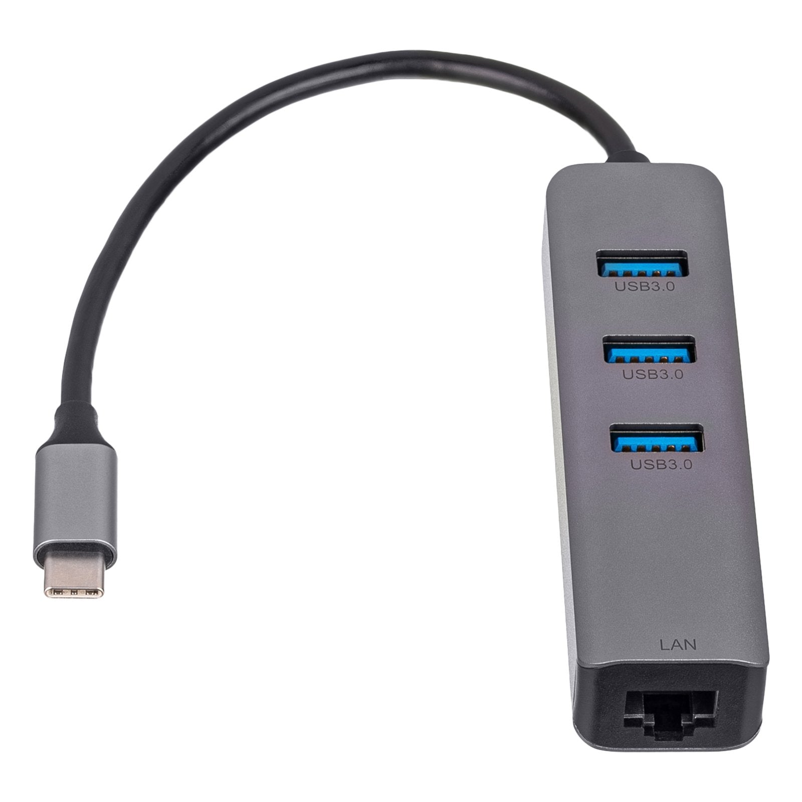 Akyga Hub Usb Tipo C To 3x Usb 3.0 Ak-Ad-66 Network Card 10 100 1000 15cm