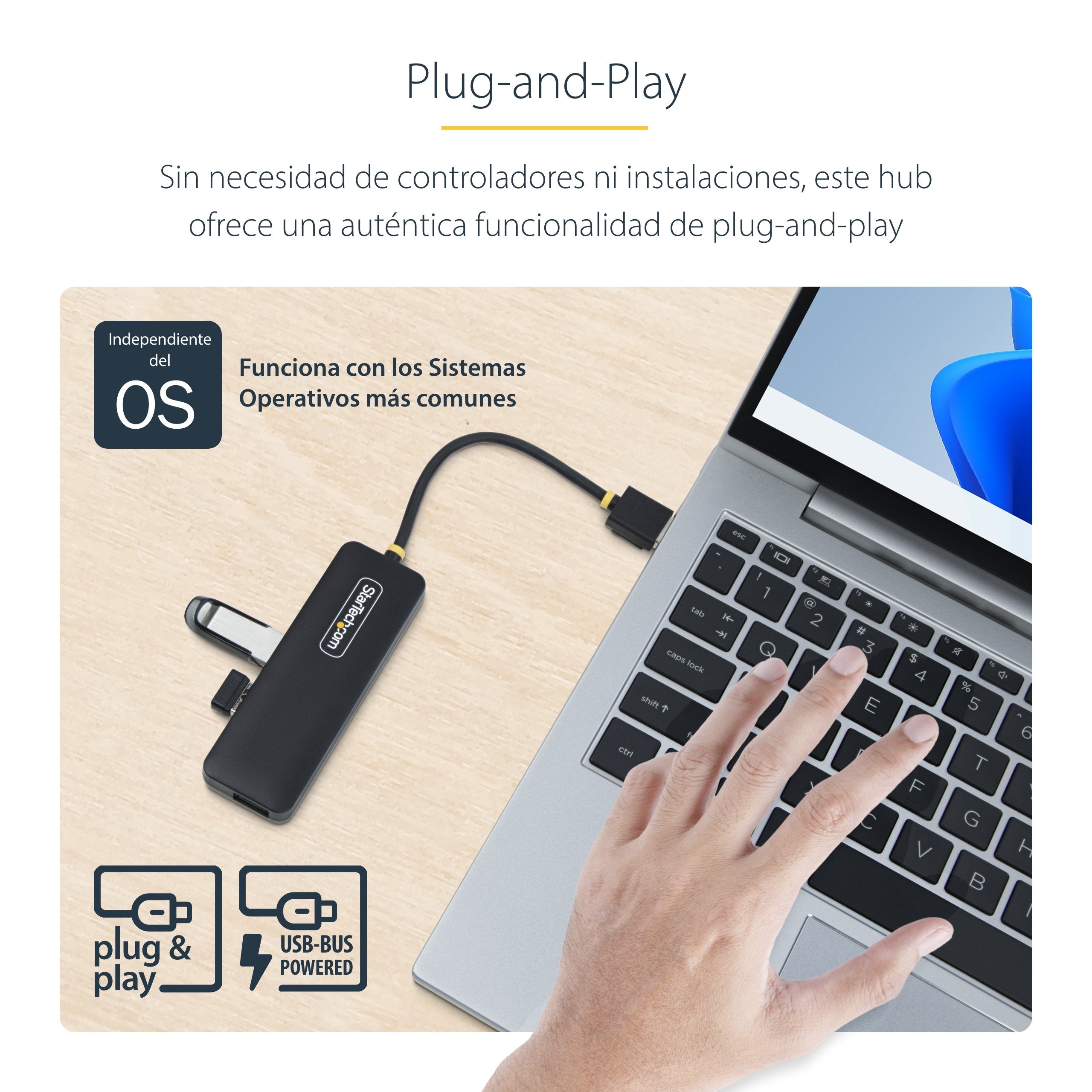 EAN 0065030912143 - StarTech.com H5A4A-USB-HUB hub de interfaz USB 3.2 Gen 1 (3.1 Gen 1) Type-A 5000 Mbit/s Negro imagen 14